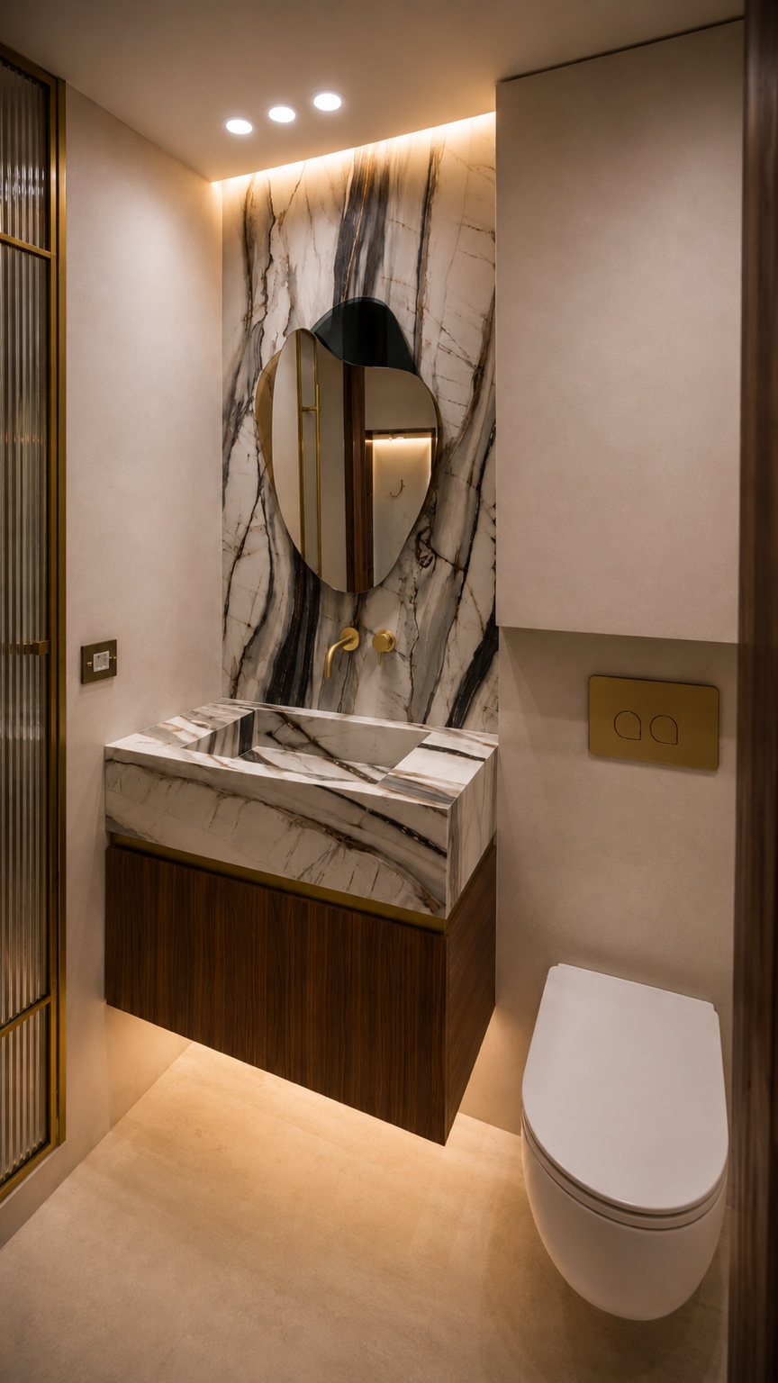 Détails coordonnés de la vasque, de la douche et du WC