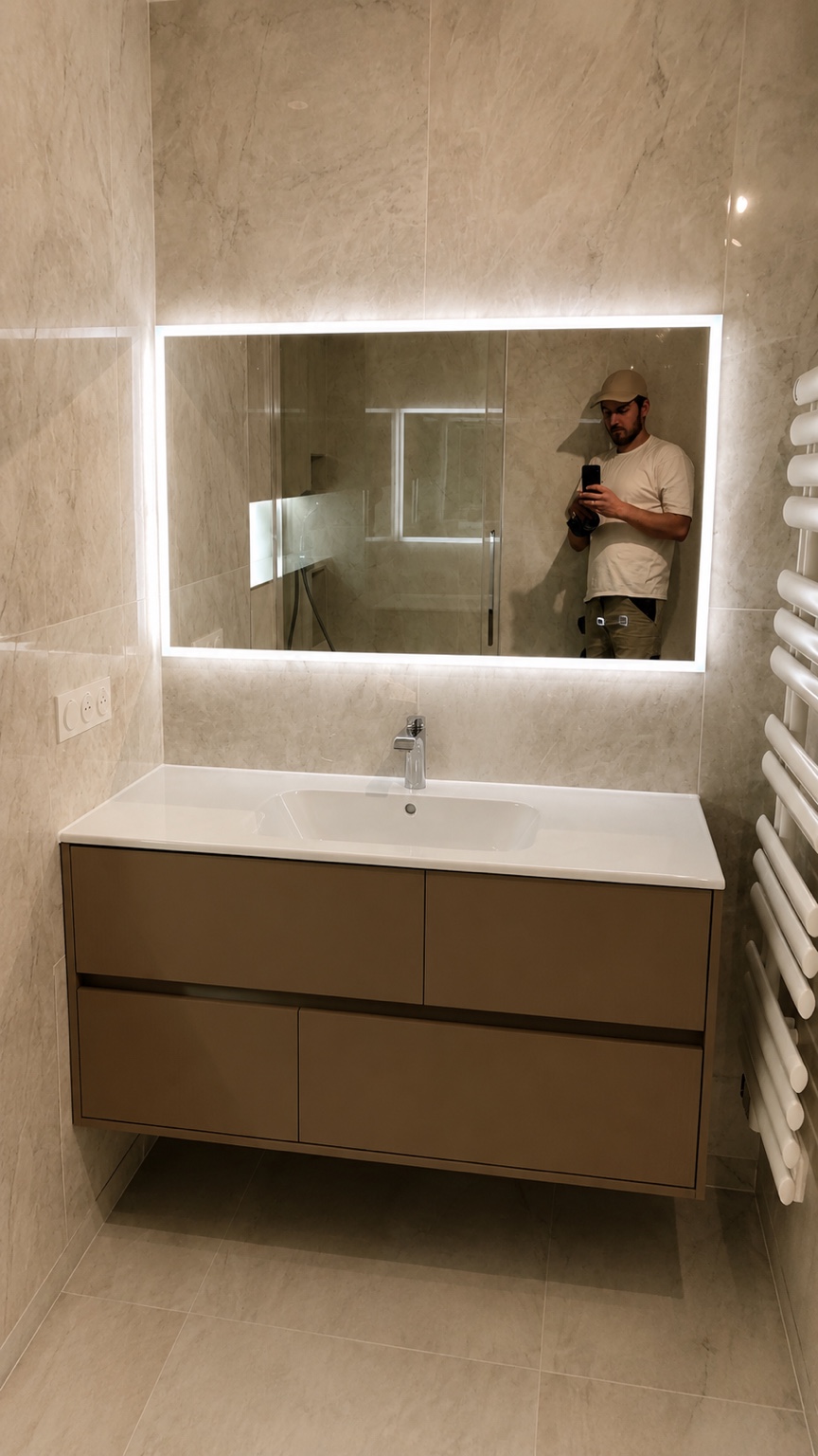 Meuble vasque et miroir rétroéclairé